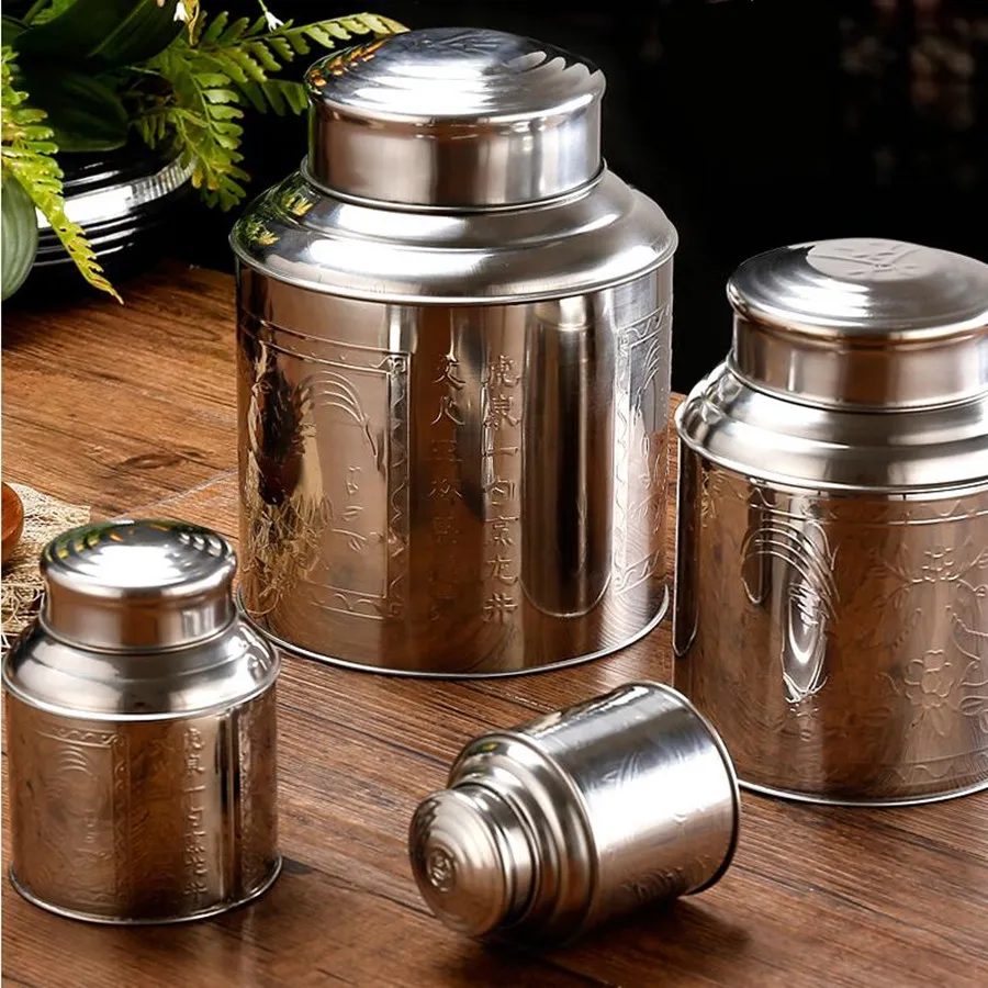 Tea Coffee Sugar Container - Stainless Steel Large Tea Caddy Packaging