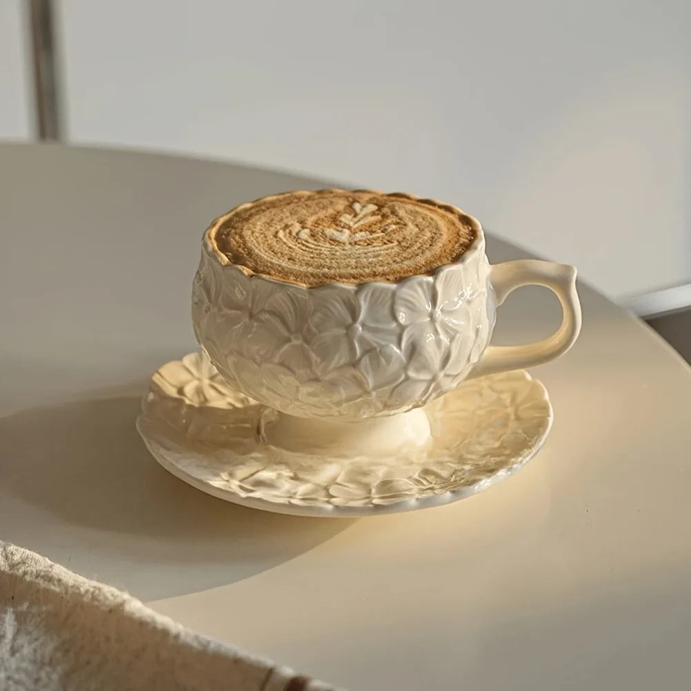 French Cream Relief Coffee Cup - đánh giá và giá Coffee Tea Gift Set