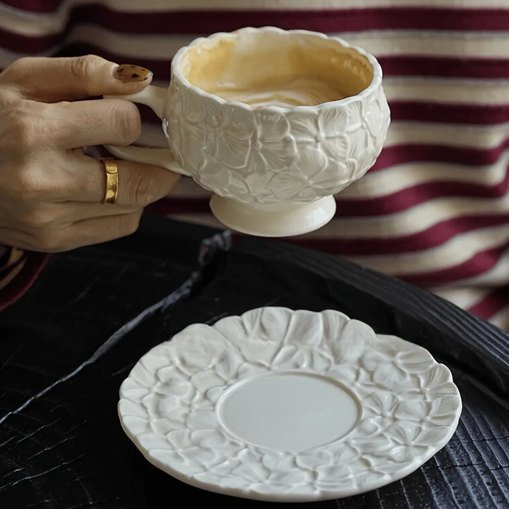 French Cream Relief Coffee Cup - đánh giá và giá Coffee Tea Gift Set