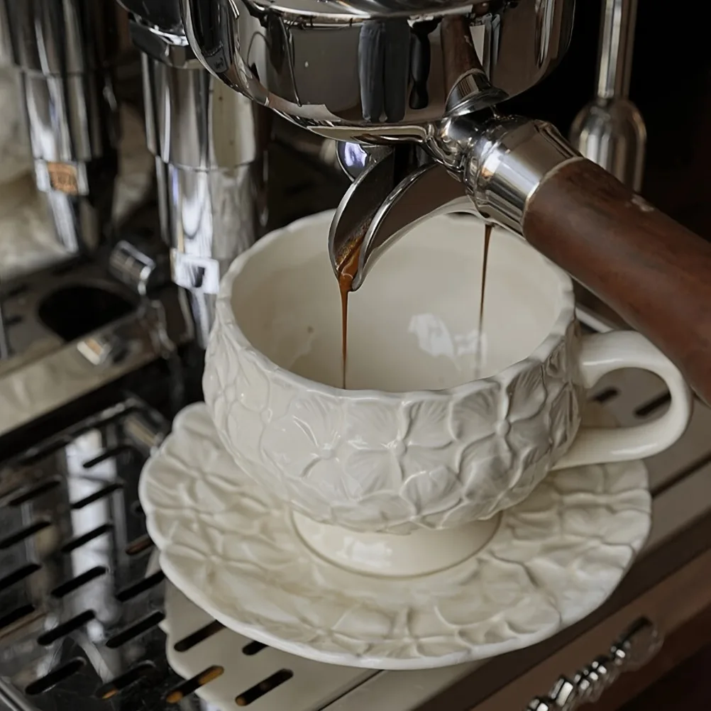 French Cream Relief Coffee Cup - đánh giá và giá Coffee Tea Gift Set