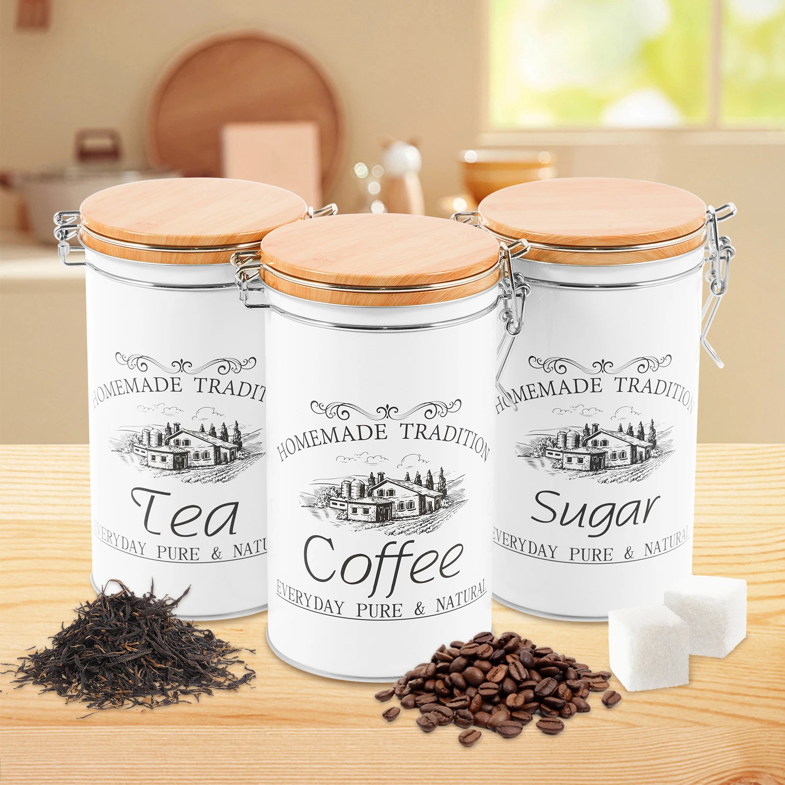 3Pcs/Set Tea Coffee Sugar Cani - đánh giá và giá Tea Coffee Sugar Container