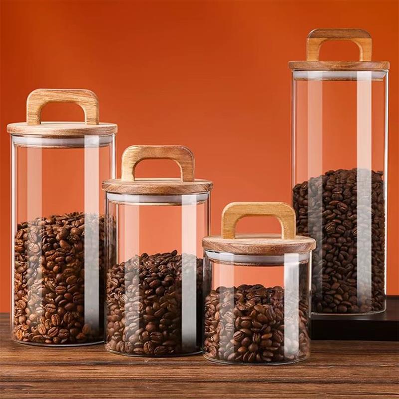 Clear Glass Jar with Bamboo Li - đánh giá và giá Tea Coffee Sugar Container