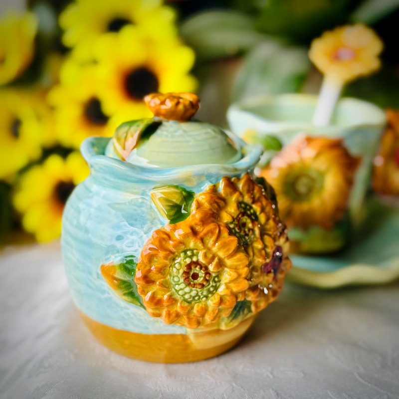 Sunflower Ceramic Spice Jar fo - đánh giá và giá Tea Coffee Sugar Container